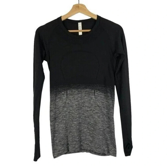 Lululemon Swiftly Tech Long Sleeve Crew Black Ombre Athletic Top 6 - Picture 1 of 5